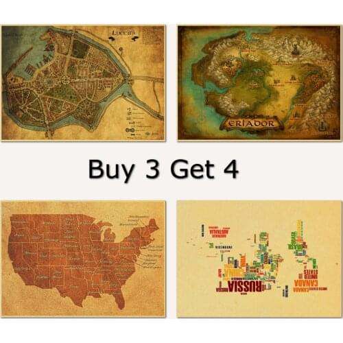 Vintage Style The World Map Retro Poster Painting Home Room Decor Kraft Wall Stickers Home Decor