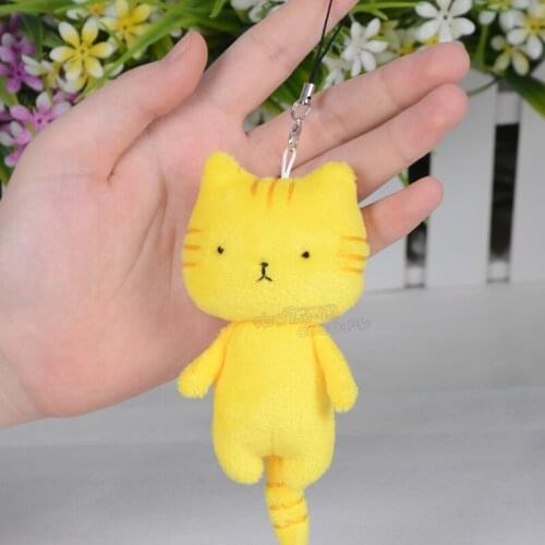 Handmade Yellow Rin Hoshizora Cartoon Cat Anime Love Live! Plush Doll Pendant Stuffed Toy Kids Keychain New Year Gifts 1pcs