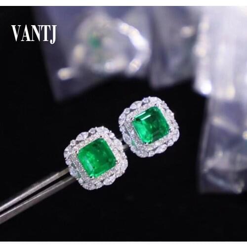 Vantj Created Gemstone Earring Sterling 925 Silver Ruby Sapphire Emerald Aquamarine for Women Lady Fine Jewelry Gift Wholesale