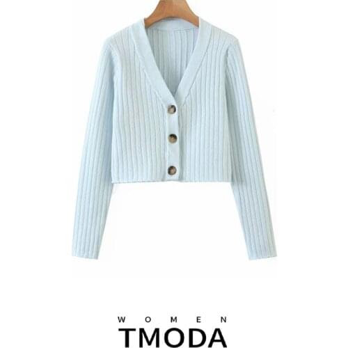 TMODA Women Cardigans 2020 New Autumn Solid Knitted Winter Thick Coat Femme Blue Casual Cashmere Chic Knitted Outweat Cream Top