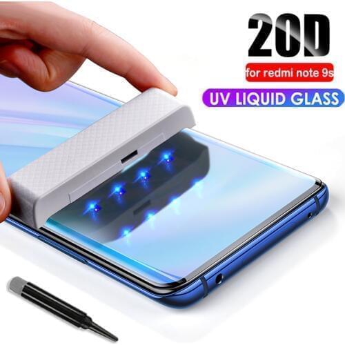 UV Liquid Glue Glass for xiaomi redmi note 9s 9 pro max full UV screen protector for xiaomi cc9 pro mi 10 note 10 pro glass film