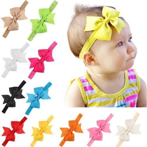 Naturalwell Newborn Headbands Headwear Elastic Fashion Baby Girls Bowknot Hair Bands Grosgrain Ribbon Bow Accessories 1pc HB173