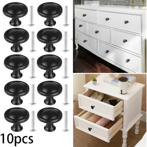 10pcs Kitchen Bathroom Cabinet Door Drawer Handle Knob Pull Hardware+10x Screws