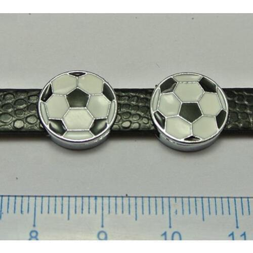 10 Alloy Enamel Soccer Ball Slide Charms Fit 8mm Wristband Belt Pet Collar