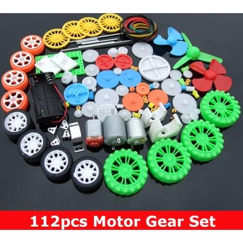 112Pcs DC Motor Kit Electric Mini Motor & Plastic Gears Bracket Shaft Propeller For DIY Toy Car Boat Robot Scientific Experiment