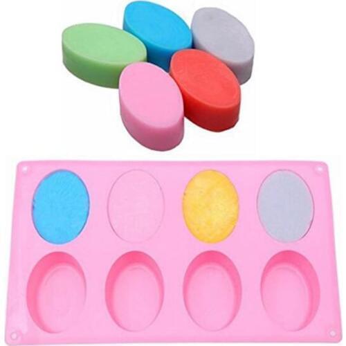 12pcs 8-Cavity Oval Shape Soap Mold Silicone Chocolate Mould Tray Homemade Making DIY
