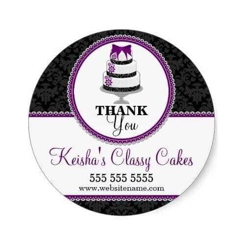 5cm Thank You Gourmet Cake Bakery Box Seals Classic Round Sticker