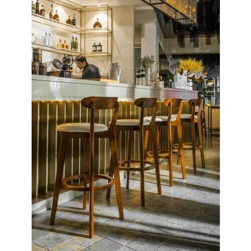 900 Solid Wood Backrest Bar Chair Modern Minimalist High Stool Bar Stool Tea Shop Front Home Nordic Bar Chair