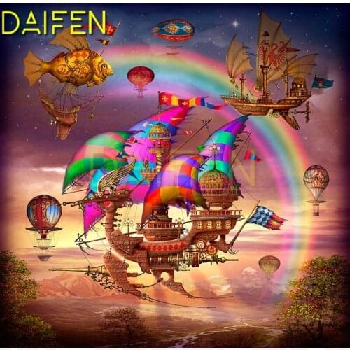 DIY Diamond mosaic Full Square Diamond painting Cross stitch Flying Fish Hot Air Balloon Full Round Diamond embroidery sailboat