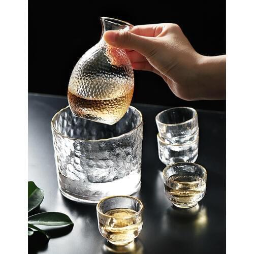 Glass Wine Cup Japanese Lead-free Glass Crystal Cup Shot Glass Cup High Spirits White Wine Glasses Sake Pot Suit