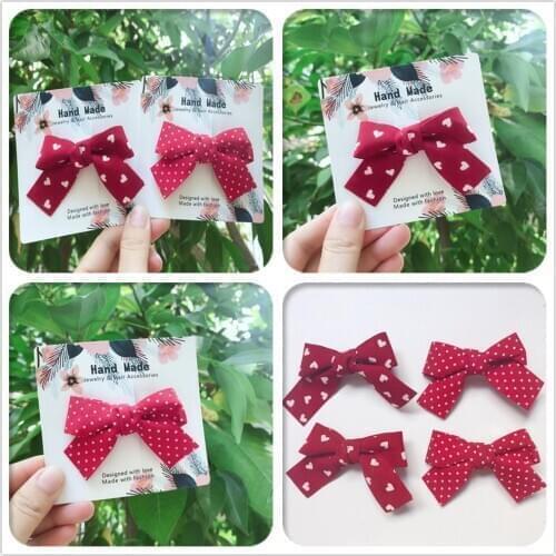 Boutique 10Sets Fashion Cute Love Dot Bow Hairpins Print Bowknot Hair Clips Princess Headwear Xmas New Year Hair Accessories