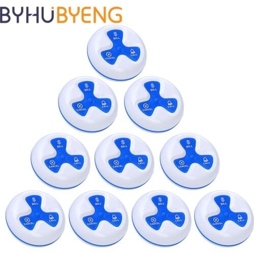 BYHUBYENG 10pcs Table Call Restaurant Button Wireless Transmitter Bell System Orders Emergency Attention To The Client