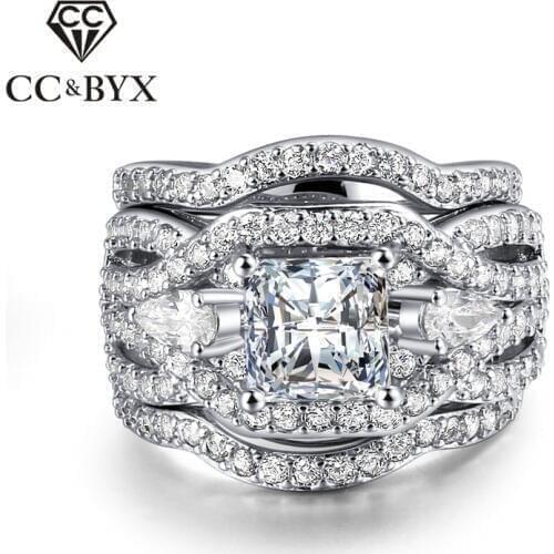 CC Fashion Charms Jewelry Rings For Women Luxury White Gold-Color Anel Engagement Bridal Wedding Ring Anillos Mujer CC1216