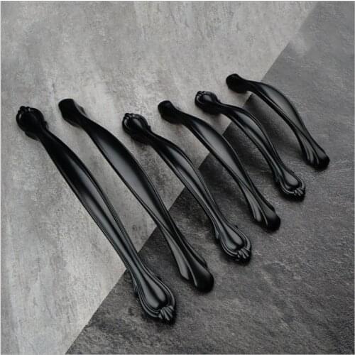 Black Simplicity Door Knobs and Handles Cabinet Kitchen Cupboard Aluminum Alloy Furniture Handles Hardware Modern Drawer Muebles