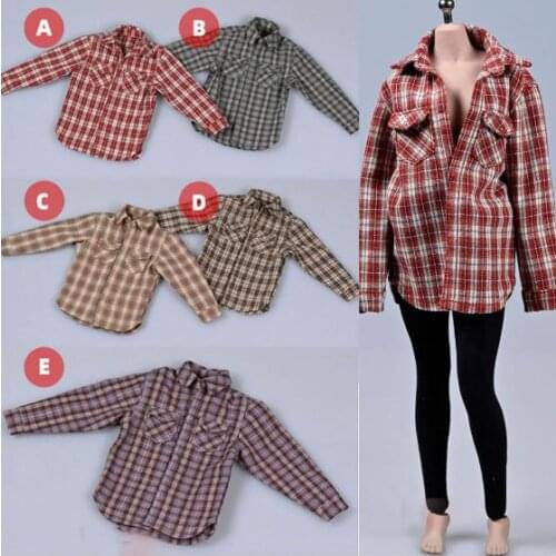 5 COLOR 1/6 Scale Female Soldiers clothes plaid Loose shirt fit 12 inches TBLeague JIAOU action figure