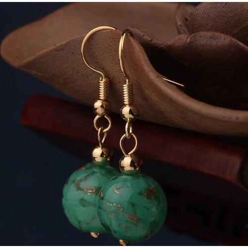 Ethnic green white blue Manual coloured glaze earrings vintage delicate drop earrings Chinese wind jewelry women