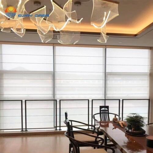 EWAY CASA Sheer White Blind Roman Bl Faux Linen for Window Roman Blinds Electric Bedroom Kitchen Smart Curtain No.RC_Sheer001