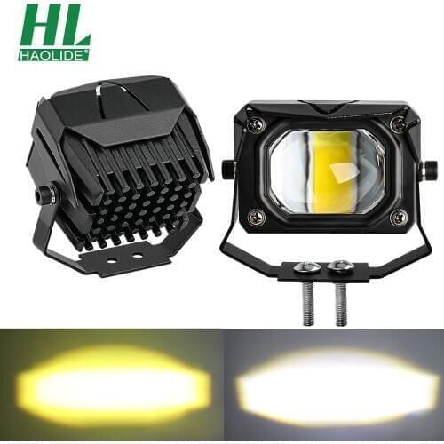 HAOLIDE Motorcycle Headlight Fog Lamp Spotlight Work Light Dual ColorMini LED Scooter Motorbike Lights LED Bicycle Lamp