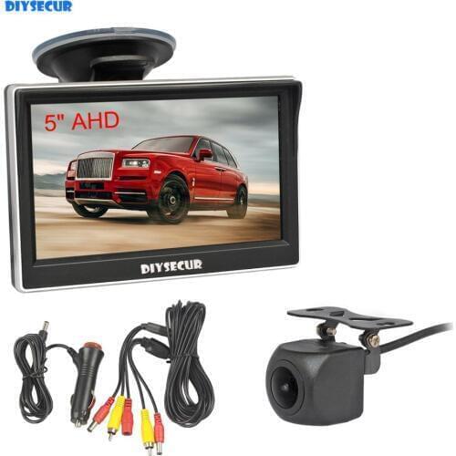 DIYSECUR 5" IPS AHD Monitor 1280x720P HD 170 Degree Starlight Night Vision Backup Camera Vehicle Reverse for Car SUV MPV RV