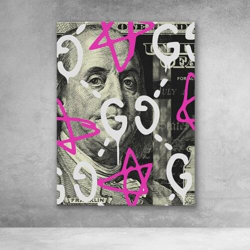Canvas Print Picture Benjamin Franklin Wall Art Graffiti Painting Home Decoration Famous Character Module Poster For Living Room