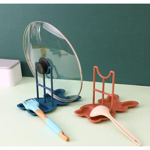 Creative Pot Lid Shelf Kitchen Accessories Organizer Pot Cover Strainer Pad Plastic Stand Containers Kitchen Spatula Spoon Rest