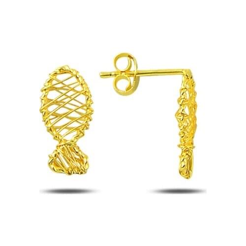 KUTAYDAN Wire Knitted Fish Earrings 925 Sterling Silver
