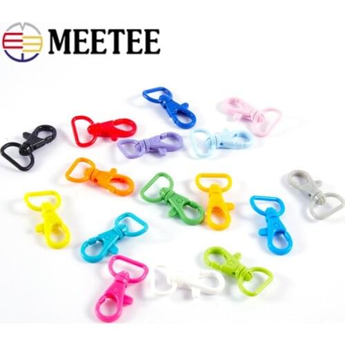 Meetee 20/50pcs 17mm Plastic Rotating Lobster Buckle Strap Hang Hook Clasp DIY Webbing Jewelry Side Clip Hooks Buckles Accessory
