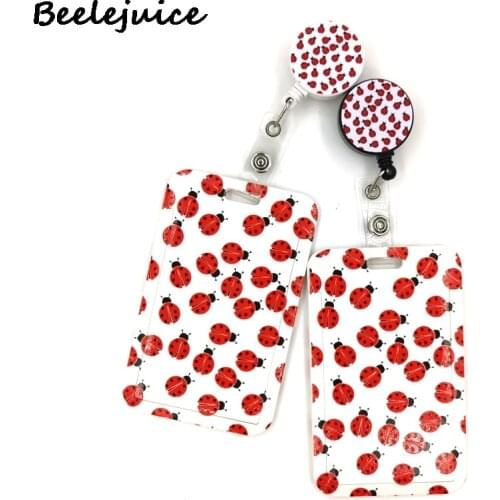 Ladybird Insect Fashion Women Card Holder Lanyard Colorful Retractable Badge Reel Nurse Doctor Student ID Card Clip Badge Holder