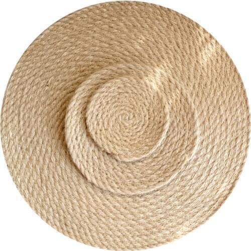 Set of 8 Round Braided Placemat Natural Jute Handmade 12 15 inch Heat Resistant Thick Hot Pad Mat Kitchen Dining Rattan Tablemat