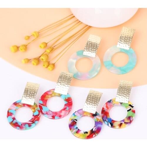 Acrylic New Earrings Boho Acetate Round Pendant Women Big Long Drop Dangle Earings Fashion Jewelry Bohemian Dangle Accessories