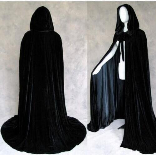 New Halloween Hooded Cloak Black Velvet Cloak Christmas Cloaks Medieval Wedding Cape white cloaks