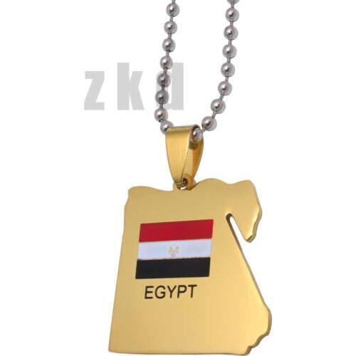 Zkd Egypt map Egypt national flag stainless steel pendant necklace