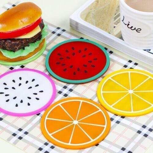 7pcs Fruit Coaster Colorful Transparent Silicone Cup Holder Drinks Mat Tableware Placemat 2021 New