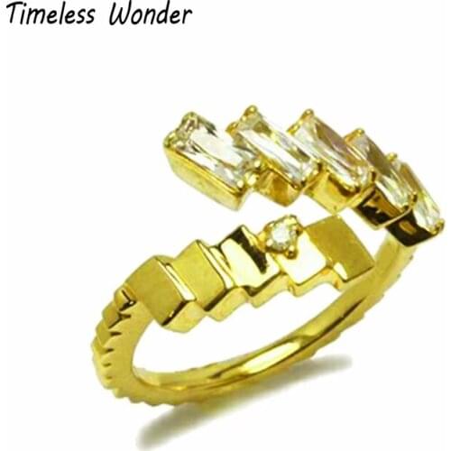 Timeless Wonder Stunning Zirconia Geo Open Rings Women Punk Cocktail Gothic Ins Japan Designer Jewelry Runway Egirl Emo Mix 2435