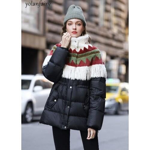 Womens Winter Down Jacket 2021 Fashion High Quality Real Wool Fur Coat 90% White Duck Down Coats Female Hooded Woman Parkas