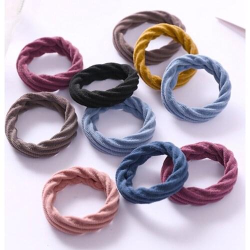10Pcs/lot Fashion Women Girls Solid Elastic Hair Bands Elegant Scrunchie Ponytail Holder Rubber Bands Hair Accessories