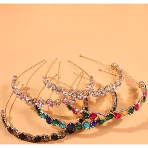 Luxury Geometric Crystal Hairband Sparkly Rhinestone Baroque Silver Color Headband For Girls Hair Accessories Lalynnly F18461