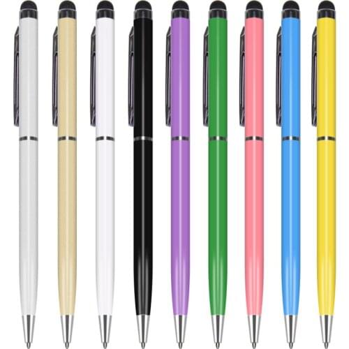 2 in 1 Touch Screen Pen Round Capacitive Stylus Ballpoint Handwriting Pens Pencil For iPad iPhone Xiaomi Smartphone Tablet PC