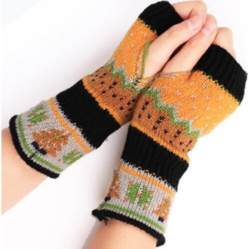 SAGACE Christmas Tree gloves Women Woolen Winter Warm Half Mitten Fingerless Gloves computer gloves Warm gloves Girls giftA30925