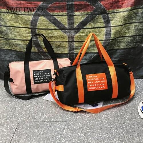 Gym bag mens and womens dry and wet separate shoe position travel bag large capacity patch single shoulder sports bag