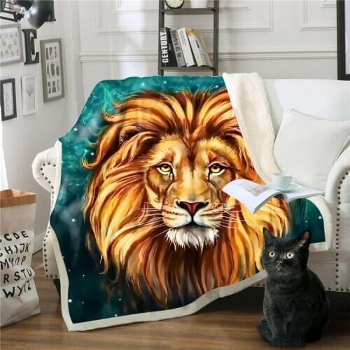 Digital art star lions polar fleece warm keeping throw blanket