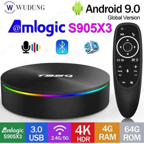 T95Q Android Tv Box 4GB 64GB Android 9.0 Smart TV Box Amlogic S905X3 Quad Core 2.4G&5GHz Dual Wifi BT4.0 100M 4G 32G Set top box