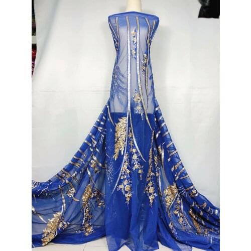 Sequins tulle lace fabric nice luxury BZL-22395 embroidery tulle mesh lace fabric for wedding dress