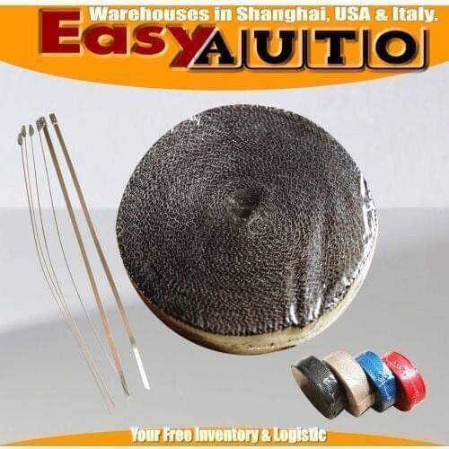 Exhaust Heat Wrap Manifold Wrap Titanium Lava Fiber Thermal Heat Wrap" 2x 50' Premium 6 pcs Ties