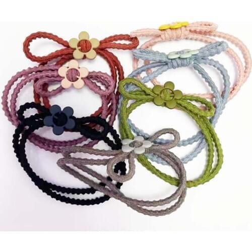 High Quality Elastic Flowers Decor Hair Band Fashion Hot Selling Hair Rope Women Girls Kids Hair Rings