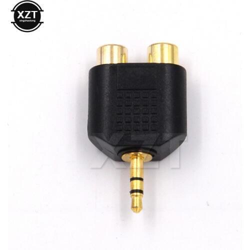 High Quality 3.5mm Stereo Male To 2X RCA Female Adapter Connector Male Jack Out Plug To 2 RCA Female Splitter Adapter