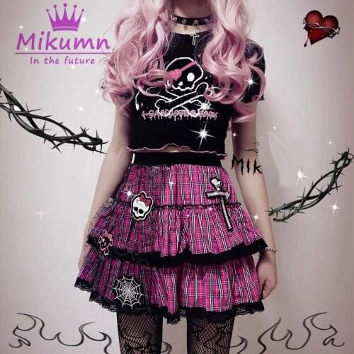 Gothic Girls Punk Skull Print Skirts Sets