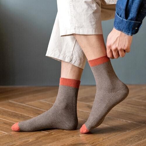 YZ-S-ZZ-0129 Double needle draw a ladys sock thin rib and matching color middle tube cotton socks hot style socks for 2021