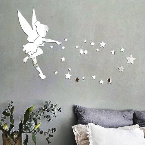 Kid Room Wall Stickers Protection Acrylic Mirror Wall Paste Bedroom Decoration Living Room Decorate Angel Star Small Fairy TW113