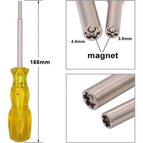 Yellow Handle Security Bit 3.8mm 4.5mm Hexagon Screwdriver 3.8 4.5 Open Tool Game bit for Nintendo NGC SFC MD NES SNES 100pcs